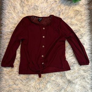 Girl burgundy blouse